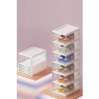 Living and Home 6-Tier Dustproof Flip-Top Installation-Free Integrated Foldable Shoe Cabinet Shoe Box in White