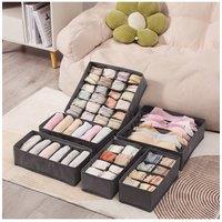 Living and Home 10Pcs Underwear Drawer Organiser Divider Set of Fabric Drawer Dividers for Clothes, Foldable Wardrobe Draw Organizer in Black