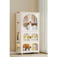 Living and Home 3 Tiers Foldable Wardrobe and Storage Box Bedroom Organizer in White