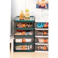 Living and Home 4 Tier Desktop Drawer Transparent Stationery Storage Box To Store Cosmetics Storage Box in Green