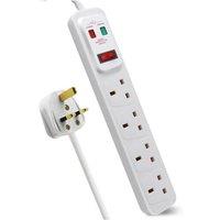Living and Home 4-Outlet 2M Power Strip Surge Protecetd with Switch in White