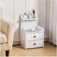 Living and Home Wooden 2-Drawers Bedside Table Nightstand with a Shelf in White
