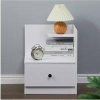 Living and Home Modern Style Wooden Bedside Table with Drawer and Shelf Nightstand in White