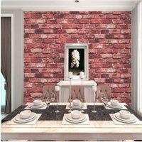 Living and Home 950cm L x 53cm W Retro 3D Red Brick Pattern PVC Wallpaper