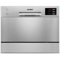 Living and Home 6.5L Freestanding Compact Dishwasher with Delayed Start Function & LED Display in Silver