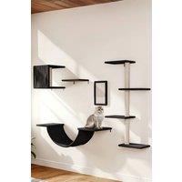 Living and Home Cat Tree Set with Jumping Platform, Hammock, Comfortable Bed, and Sisal Habitat in Black