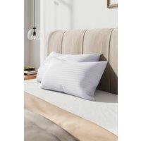 Living and Home 2Pcs Washable Stripe Bed Pillows Comfortable Medium Firm Support Pillows, 70cm L x 42cm W in White