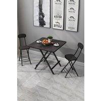 Living and Home 3pcs Folding Table and 2 Chairs Set Indoor Outdoor Bistro Kitchen Dining Set Furniture in Black