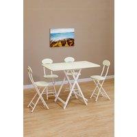 Living and Home 5pcs Folding Table and 4 Chairs Set Indoor Outdoor Bistro Kitchen Dining Set Furniture in White