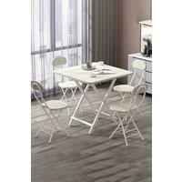 Living and Home 5pcs Folding Table and 4 Chairs Set Indoor Outdoor Bistro Kitchen Dining Set Furniture in White