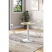 Living and Home 3pcs Round Table and 2 Chairs Set Indoor Outdoor Bistro Kitchen Dining Set Furniture in White