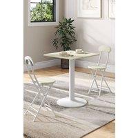 Living and Home 3pcs Square Table and 2 Chairs Set Indoor Outdoor Bistro Dining Set in White