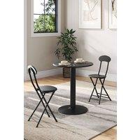Living and Home 3pcs Round Dining Table and 2 Folding Chairs Set Bistro Coffee Table Set Furniture in Black