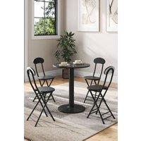 Living and Home 5pcs Round Table and 4 Chairs Set Bistro Dining Set Furniture in Black