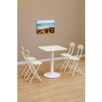 Living and Home 5-piece Set of Square Table & 4 Chairs Bistro Coffee Table Dining Furniture Set in White