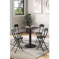 Living and Home 5pcs Set Square Table and 4 Chairs Bistro Coffee Table Dining Set Furniture in Black