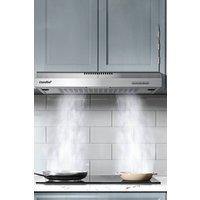 Living and Home 60cm Visor Cooker Hood Under Cabinet Range Hood Wall Mounted Extractor with LED in Silver