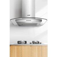 Living and Home Chimney Cooker Hood Glass Extractor Range Hood 60cm with LED in Silver