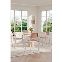 Living and Home 4pcs Pseudo-rattan PP Dining Chair with Armrest in White