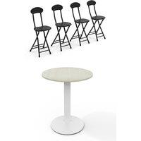 Living and Home 5pcs Round Table and 4 Chairs Set Bistro Coffee Table Dining Set Furniture in White