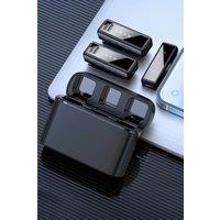 Living and Home Portable Wireless Lavalier Microphone with Charging Case in Black