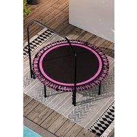 Living and Home 48in Bungee Cords Foldable Round Pink Trampoline with Adjustable U-Handle Bar