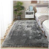 Living and Home Grey Soft Shaggy Area Rugs Washable Quick-Drying Thick Pile Rug for Bedroom Living Room, 180cm L x 100 cm W | Size: 100cm x 180cm