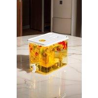 Living and Home 10L Refrigerator Cold Water Drink Beverage Dispenser Fridge Drink Container with Tap Faucet , Base in White