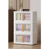 Living and Home Stackable Foldable 3-Tier Storage Box Wardrobe 50*30*89 CM in White