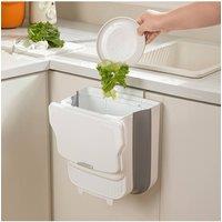 Living and Home Foldable Kitchen Hanging Trash Bin in White