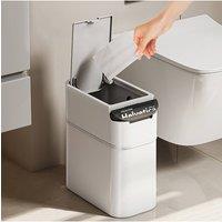 Living and Home Slim Rubbish Bin Trash Can with Lid in White