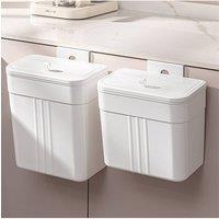 Living and Home Hanging Rubbish Bin With Lid for Kitchen Bathroom in White