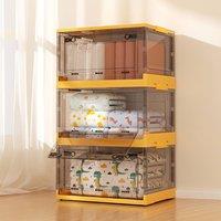 Living and Home Visual Folding Storage Box Wardrobe with Wheels for Home Organizer 49cm W in Black