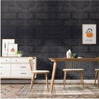 Living and Home 15PCS Self-Adhesive 3D Wall Panels Wallpaper with Brick Effect in Black