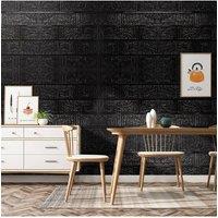 Living and Home 15PCS Self-Adhesive 3D Wall Panels Wallpaper with Brick Effect in True Black
