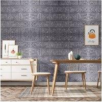 Living and Home 15PCS Self-Adhesive 3D Wall Panels Wallpaper with Brick Effect in Grey