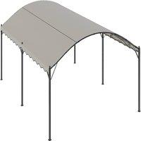 Living and Home 10x13ft Outdoor Metal Arched Pergola with Canopy in Beige