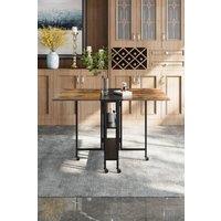 Living and Home Folding Dining Table with Wheels and Storage Shelves in Brown