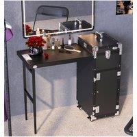 Living and Home Rolling Manicure Table Nail Desk Makeup Train Case in Black