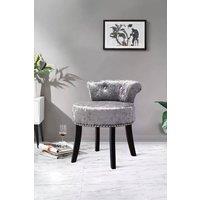 Living and Home Ice Velvet Upholstery Make Up Chair Dressing Footstool in Grey