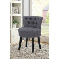 Living and Home Grey Linen Button Tufted Upholstered Stool for Dressing Table