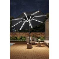Living and Home 3m Large Solar Powered LED Patio Umbrella for Outdoor Garden Patio without Base in Grey