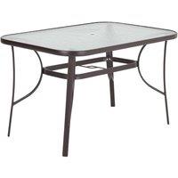 Living and Home Tempered Glass Steel Garden Dining Table in Brown