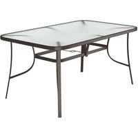 Living and Home Tempered Glass Steel Garden Dining Table in Brown
