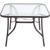 Living and Home Outdoor Tempered Glass Garden Dining Table in Brown