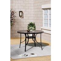 Living and Home Round Metallic Garden Dining Table in Black