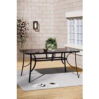 Living and Home Rectangular Metallic Garden Dining Table in Black