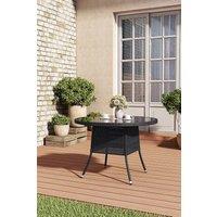 Living and Home Round Wicker Garden Dining Table With Parasol Hole in Black