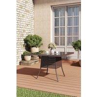 Living and Home Square Wicker Garden Dining Table With Parasol Hole in Brown
