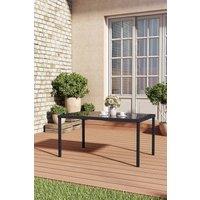 Living and Home Rectangular Rustic Wicker Garden Dining Table in Black